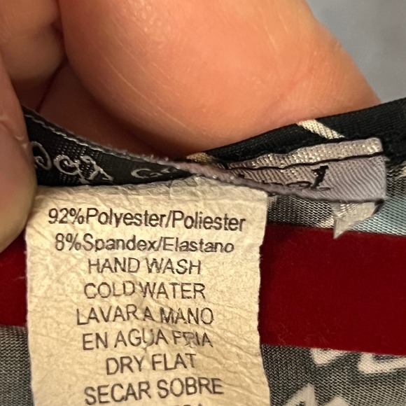 VTG 90s y2k Babydoll M Black Blue Floral Tank Top Empire Waist A Line FitNFlare - Picture 8 of 8